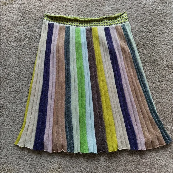 missoni glittery multicolor stripe midi skirt 48 XL a line flowy colorful fun - Picture 2 of 15